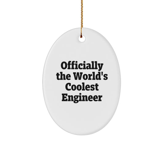 Funny Engineer Oval Ornament Gifts from Friends and Family, Officially The World's Coolest Engineer, Christmas Unique Decorations for Engineers - Image 1