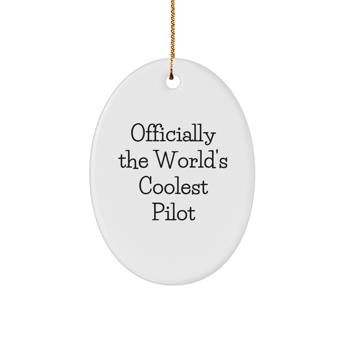 Funny Pilot Gifts for Men - Oval Ornament with 'Officially The World's Coolest Pilot' Quote, Perfect for Christmas Unique Gifts from Friends to Family - Image 1