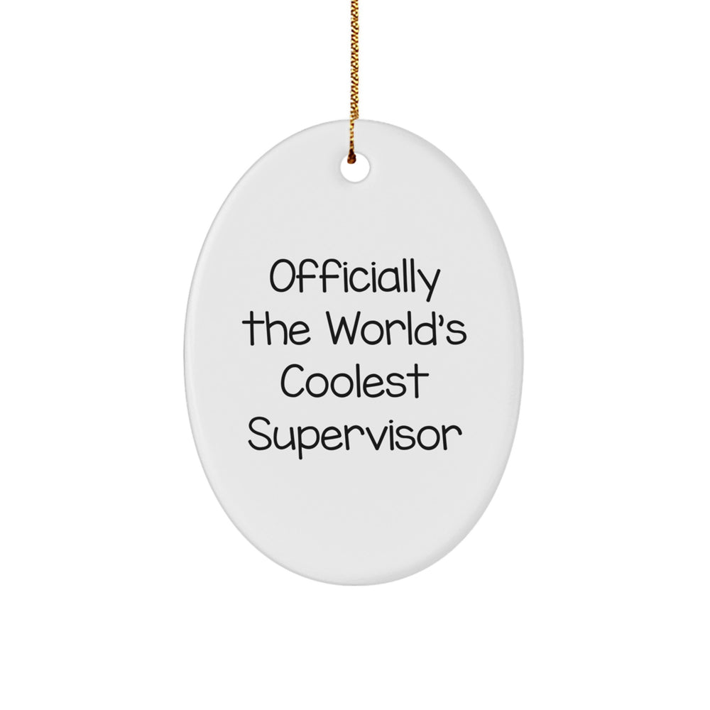 Funny Supervisor Oval Ornament, Gifts for Supervisor, Officially The World's Coolest Supervisor, Christmas Unique Gifts from Men, Women, Friends, Coworkers, Family - Image 1