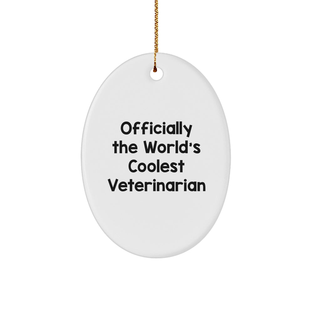 Funny Veterinarian Gifts for Men, Women, Friends, Coworkers, Family - Cool Oval Ornament - Officially The World's Coolest Veterinarian - Christmas Unique Decorations - Image 1