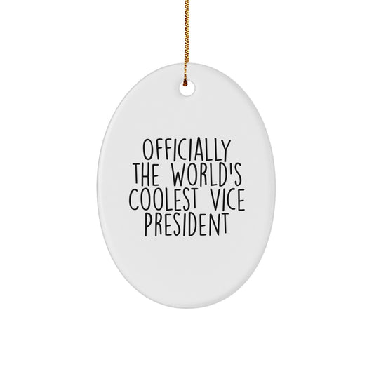Funny Vice President Gifts for Men, Oval Ornament 'Officially The World's Coolest Vice President' Christmas Unique Gifts from Friends - Image 1