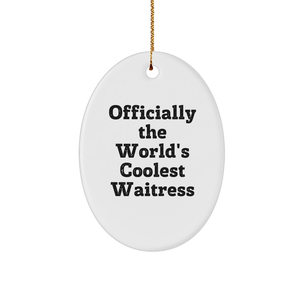 Funny Waitress Gifts from Men, Unique Oval Ornament Christmas Unique Gifts for Waitress, 'Officially The World's Coolest Waitress' White MDF Decor - Image 1