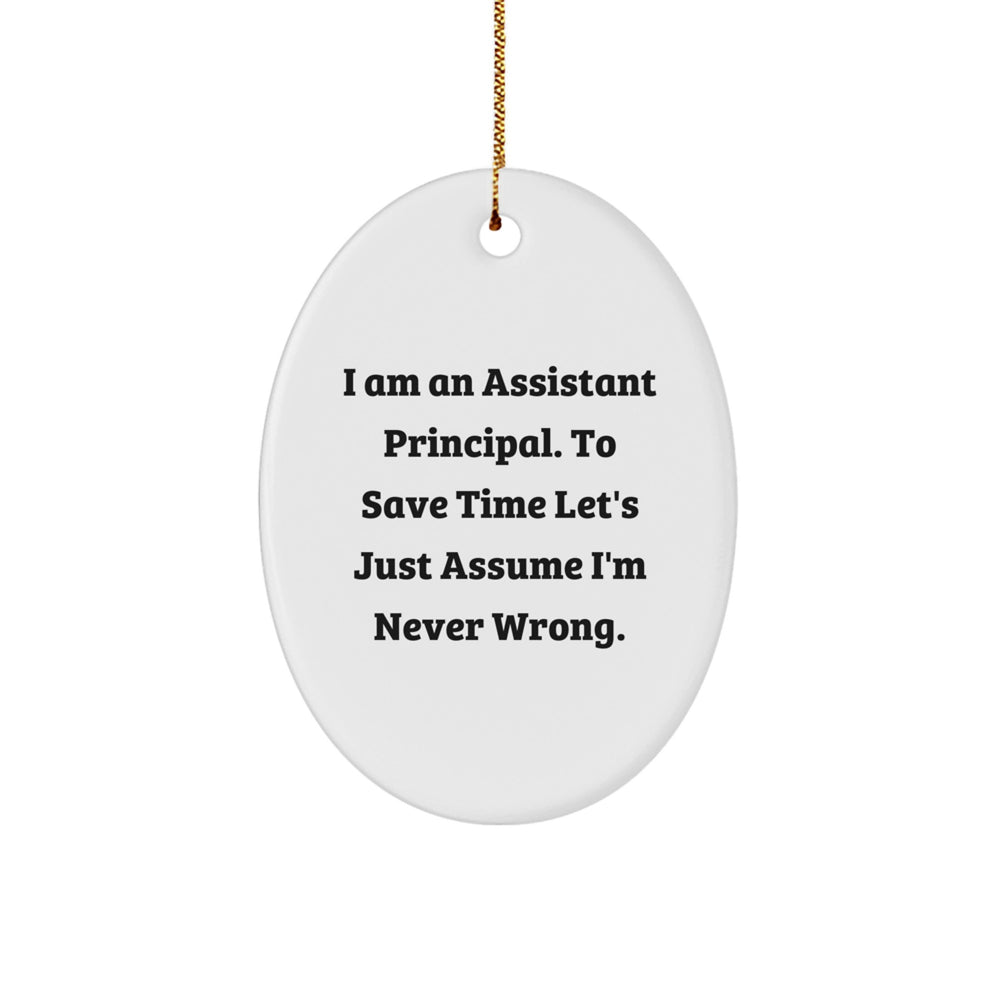 Funny Assistant Principal Gifts from Coworkers Oval Ornament for Assistant Principal, Gift of Humor, Christmas Unique Presents - Image 1