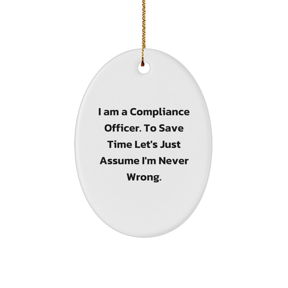 Funny Compliance Officer Gifts from Friends Christmas Unique Oval Ornament for Compliance Officer - Image 1