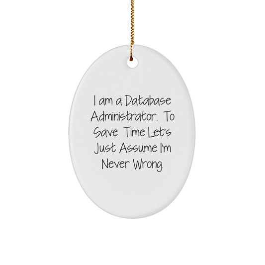 Christmas Unique Gifts for Database Administrator Friends - Funny Oval Ornament from Coworkers, Men, Women, Family or Friends - Image 1