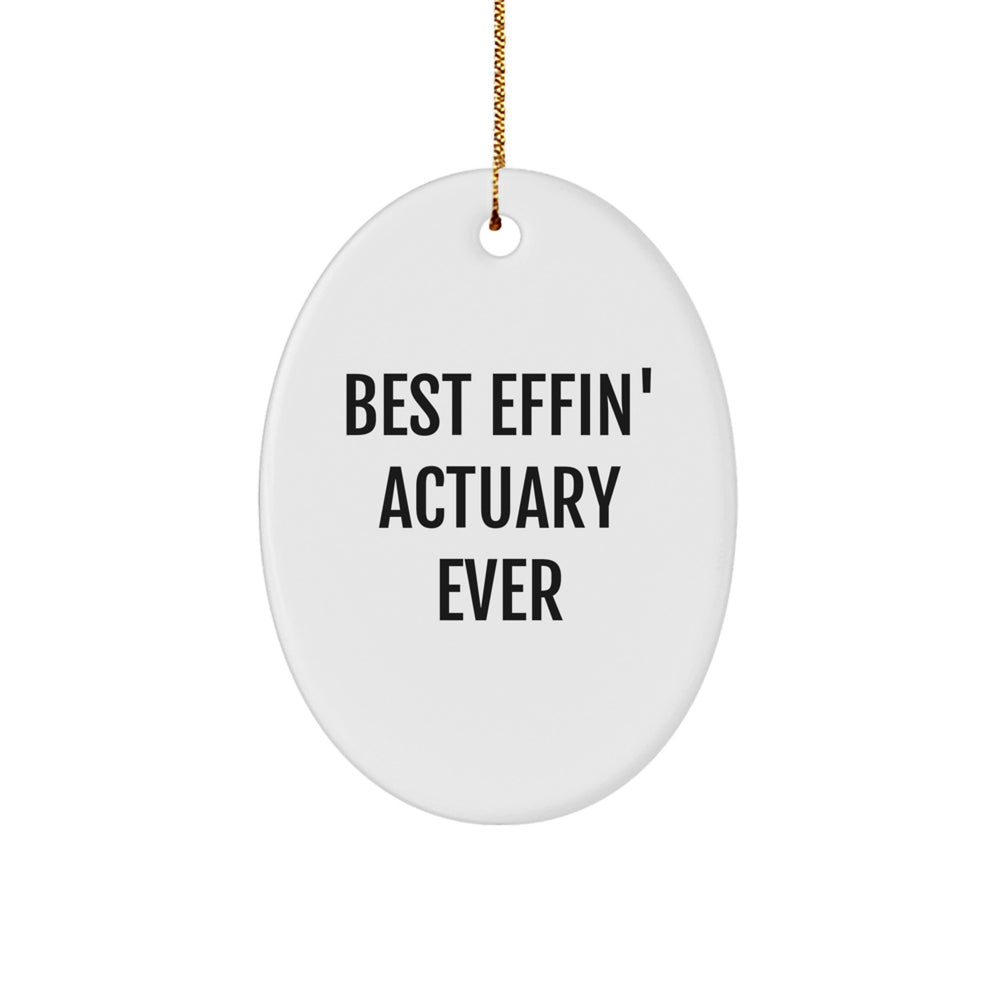 Funny Actuary Gifts, Best Effin' Oval Ornament for Actuary Friends, Unique Christmas Unique Gifts from Family to Actuary Men - Image 1