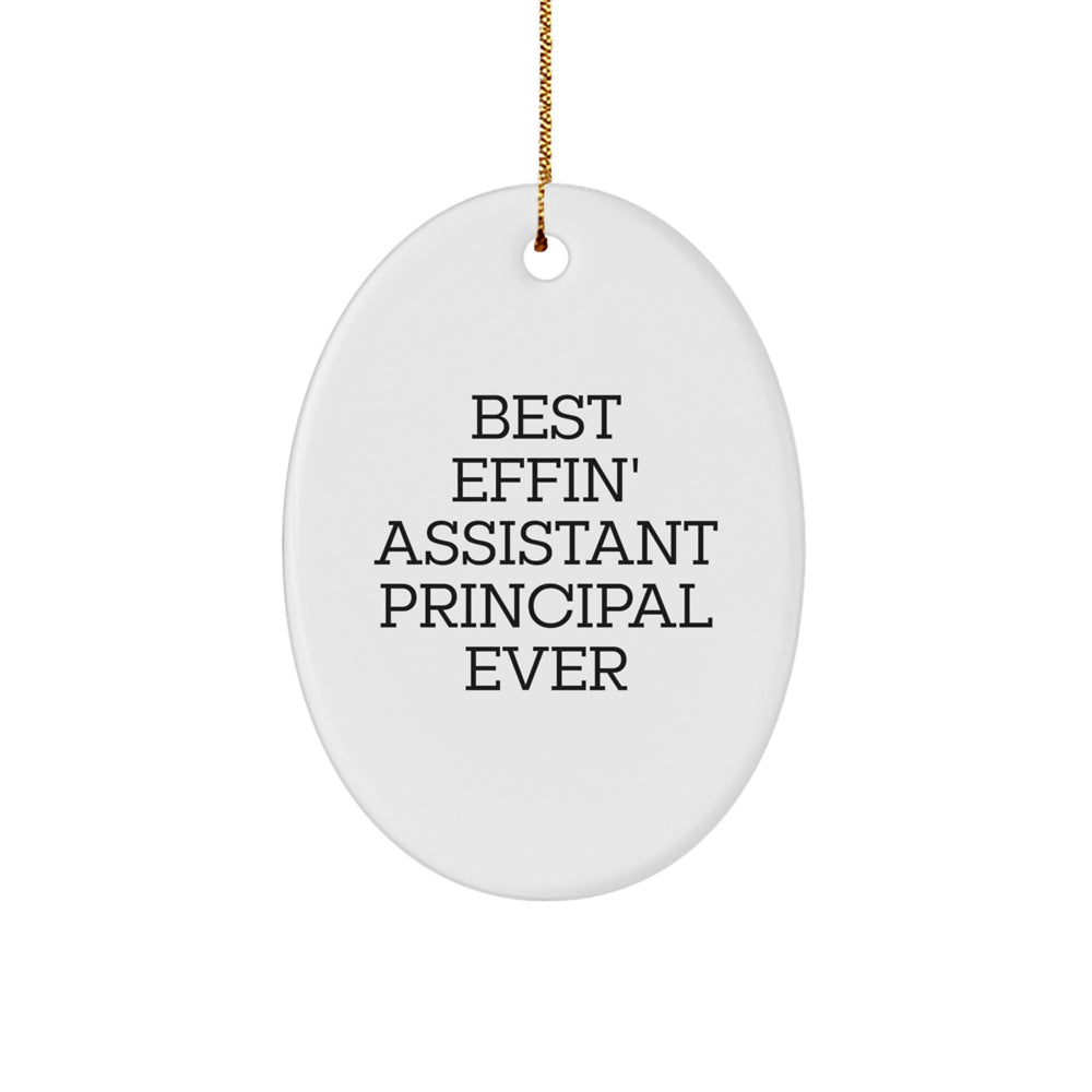 Funny Christmas Unique Gifts for Assistant Principal - Oval Ornament 'Best Effin' Assistant Principal Ever' - Gifts from Friends to Assistant Principal - Image 1
