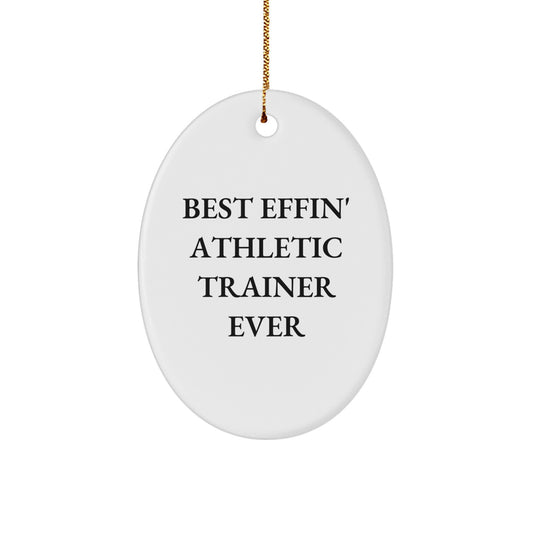 Funny Gifts from Men to Friends - Oval Ornament Best Effin' Athletic Trainer Ever, Christmas Unique Gifts for Athletic Trainers - Image 1