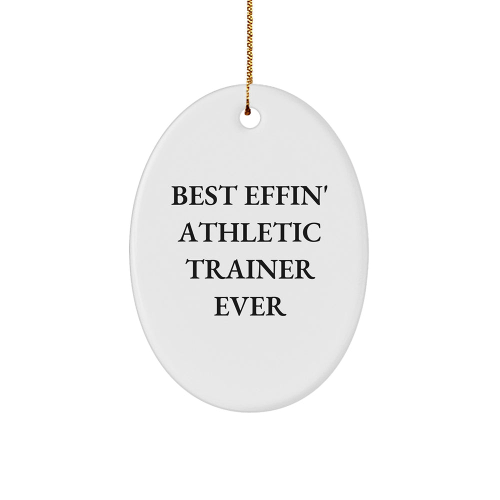 Funny Gifts from Men to Friends - Oval Ornament Best Effin' Athletic Trainer Ever, Christmas Unique Gifts for Athletic Trainers - Image 1