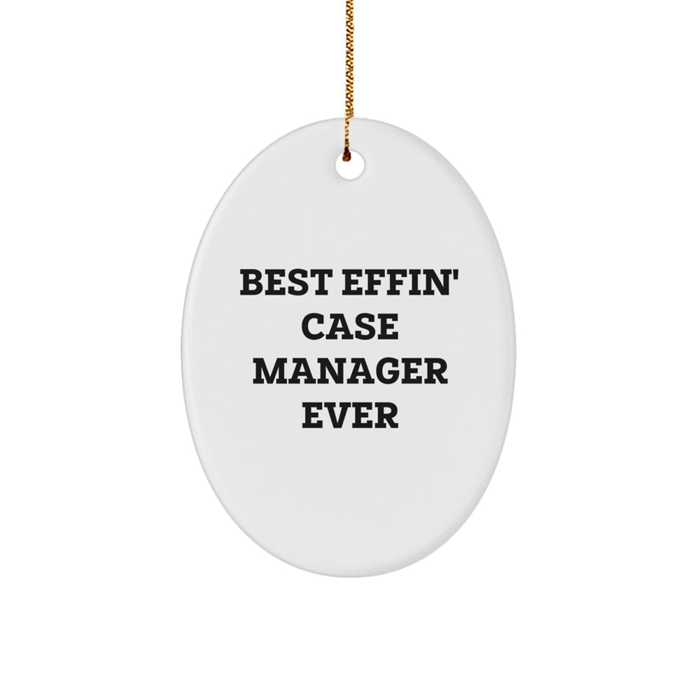 Funny Case Manager Gifts from Men to Case Managers, Oval Ornament Best Effin' Ever for Christmas - Image 1