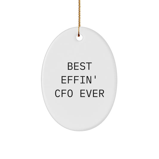 Funny CFO Gifts for Men - Best Effin' CFO Ever Oval Ornament, White, Christmas Unique Presents from Family - Image 1