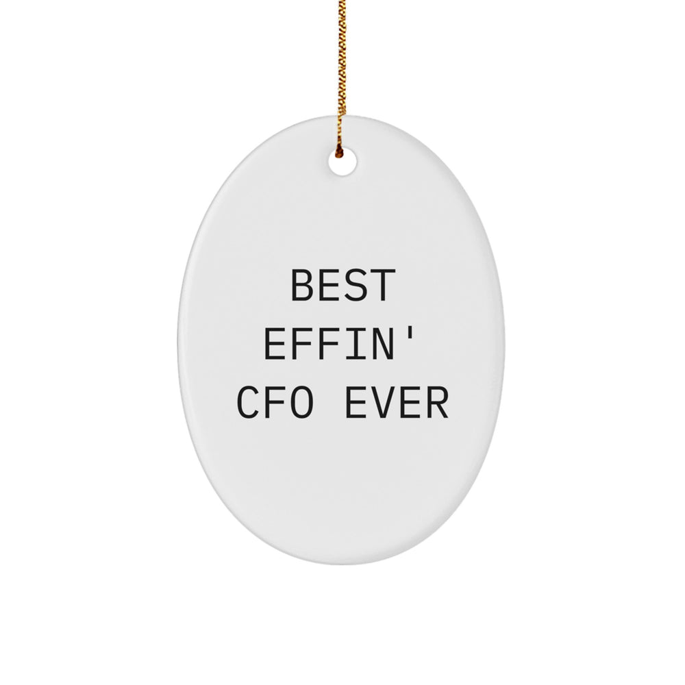 Funny CFO Gifts for Men - Best Effin' CFO Ever Oval Ornament, White, Christmas Unique Presents from Family - Image 1