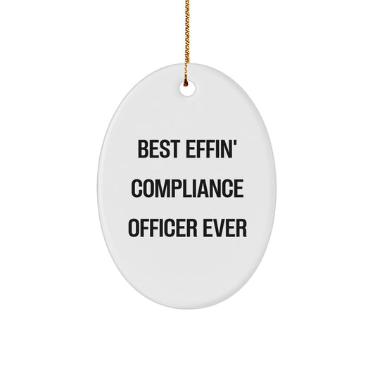 Funny Compliance Officer Gift, Oval Ornament, Best Effin' Compliance Officer Ever, Christmas Unique Gifts from Friends, Compliance Officer Gifts for Men, Women, or Coworkers - Image 1