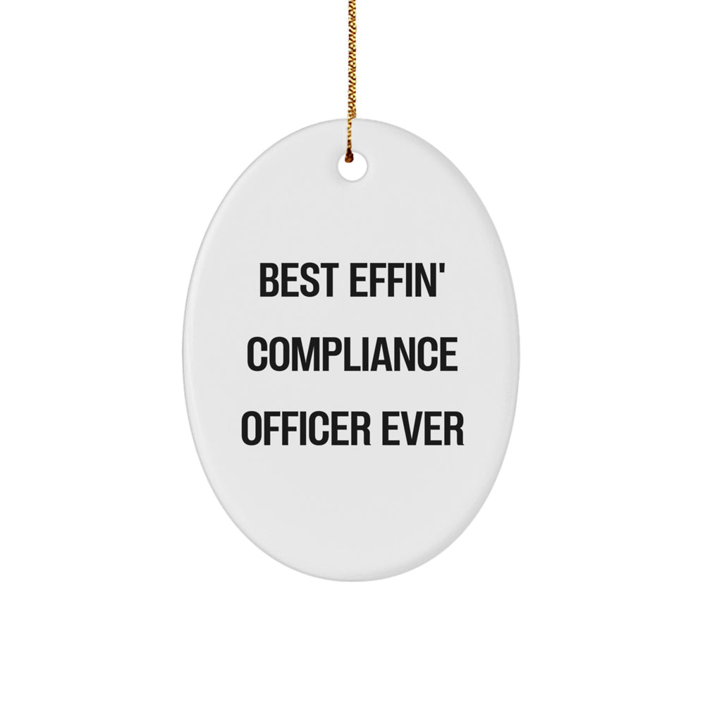Funny Compliance Officer Gift, Oval Ornament, Best Effin' Compliance Officer Ever, Christmas Unique Gifts from Friends, Compliance Officer Gifts for Men, Women, or Coworkers - Image 1