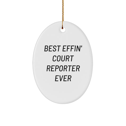 Funny Court Reporter Gifts for Men, Court Reporter Oval Ornament for Christmas Unique Gifts from Friends - Image 1