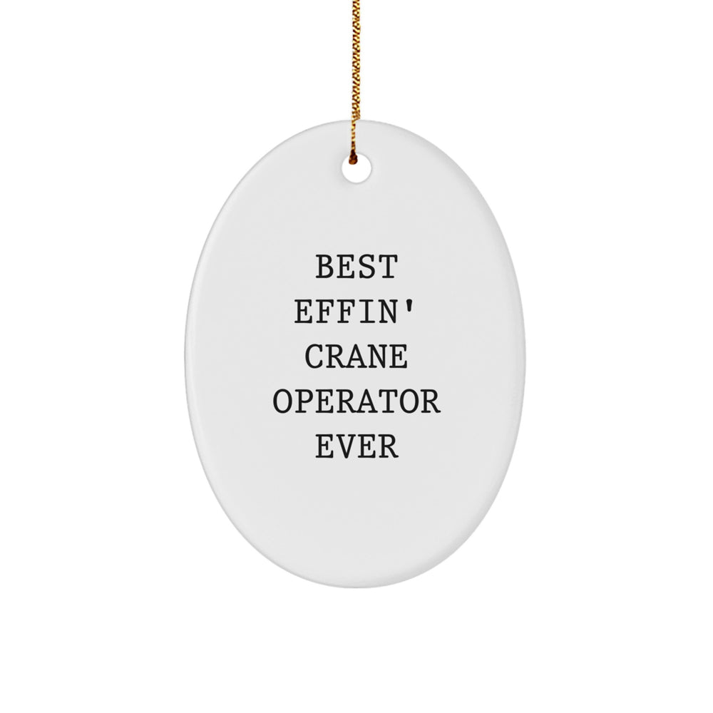 Funny Crane Operator Gifts for Men, Best Effin' Crane Operator Ever Oval Ornament, Christmas Unique Gifts from Friends to Family - Image 1
