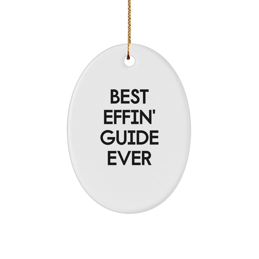 Funny Christmas Unique Gifts from Friends, Best Effin' Guide Ever Oval Ornament for Men, Unique Guide Gifts for Friends, Oval Shaped White MDF Guide Decorations, Great Idea for Guide Enthusiasts - Image 1