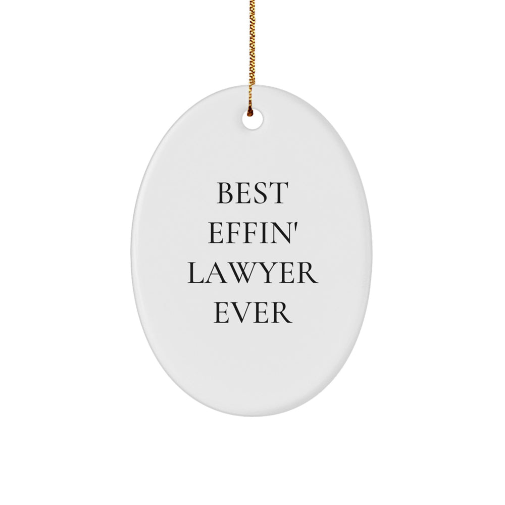 Funny Lawyer Gifts from Friends - Best 'Effin' Lawyer Ever Oval Ornament for Christmas - Image 1