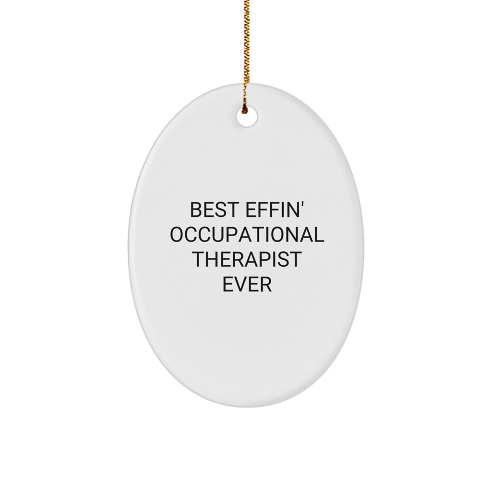 Funny Occupational Therapist Gifts from Family - Best Effin' Occupational Therapist Ever Oval Ornament, Christmas Unique Gifts for Occupational Therapist Men Women Friends Coworkers, Oval Shaped - Image 1