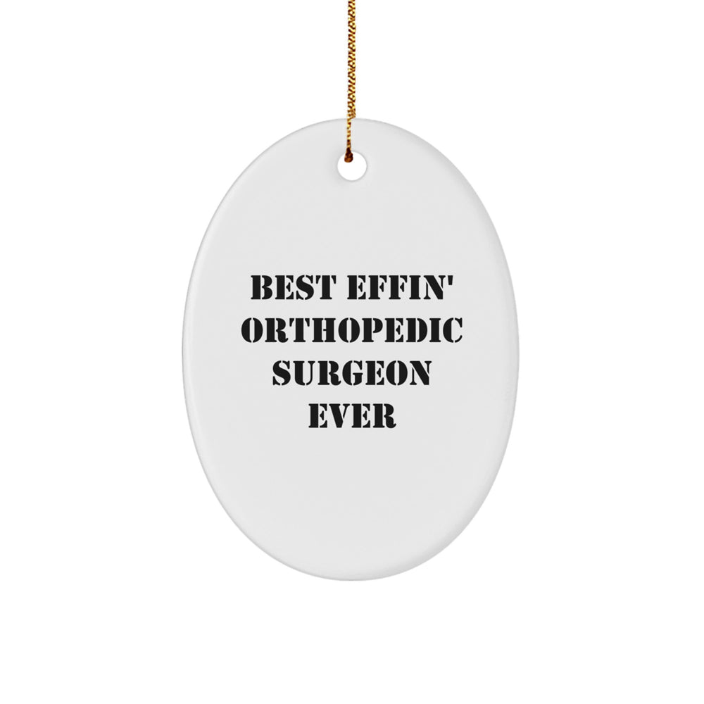 Gifts from Friends and Family for the Best Effin' Orthopedic Surgeon Ever - Funny Oval Ornament for Christmas - Image 1