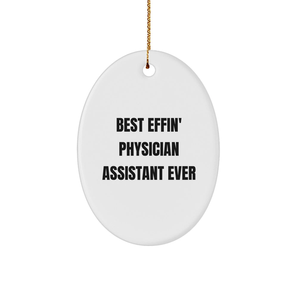 Funny Physician Assistant Gifts for Men - Best Effin' Physician Assistant Ever Oval Ornament, Christmas Decorations for Home Office - Image 1
