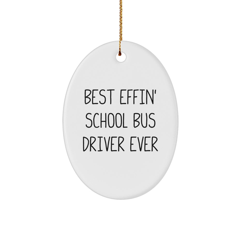 Funny School Bus Driver Gifts for Men - Best 'Ever' Oval Ornament, Gifts from Friends, Family, Coworkers, Christmas Unique Gifts - Image 1