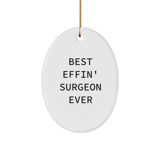 Funny Surgeon Gifts for Men, Best Effin' Surgeon Ever Oval Ornament, Christmas Unique Decorations from Friends - Image 1