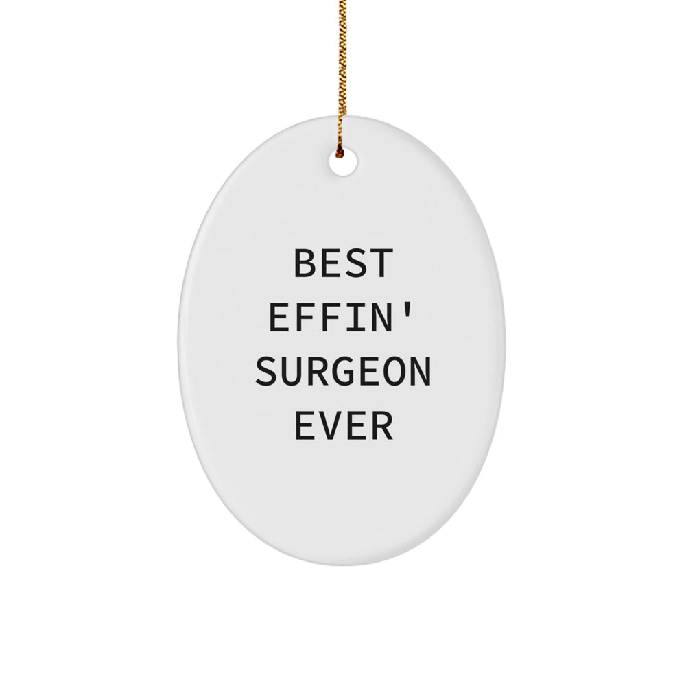 Funny Surgeon Gifts for Men, Best Effin' Surgeon Ever Oval Ornament, Christmas Unique Decorations from Friends - Image 1