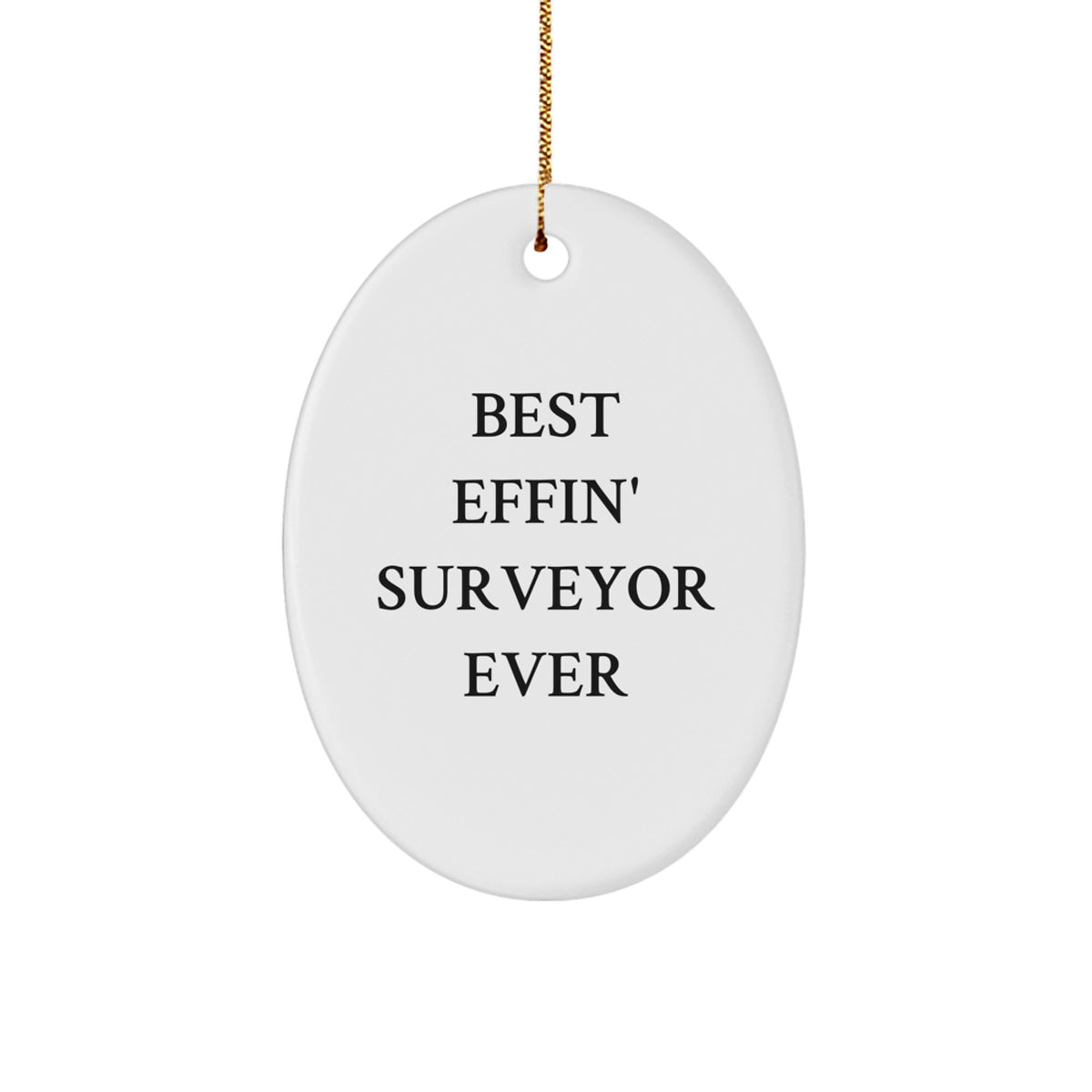 Funny Surveyor Gifts from Friends, Unique Oval Ornament for Surveyor, Best Effin' Surveyor Ever Christmas Decoration - Image 1