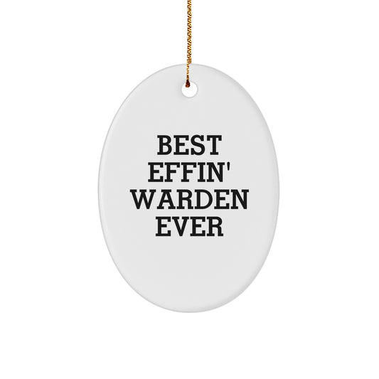 Funny Warden Oval Ornament Gifts for Men, Women, Warden Lovers, Christmas Unique Gifts from Friends, Coworkers, Family - Image 1