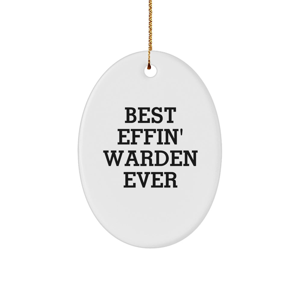 Funny Warden Oval Ornament Gifts for Men, Women, Warden Lovers, Christmas Unique Gifts from Friends, Coworkers, Family - Image 1
