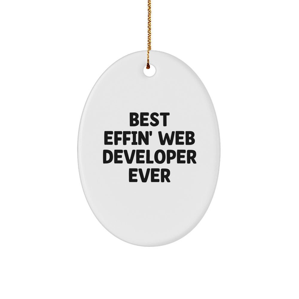 Funny Web Developer Christmas Unique Gifts from Friends to Men Oval Ornament - 'Best Effin' Web Developer Ever' - Image 1