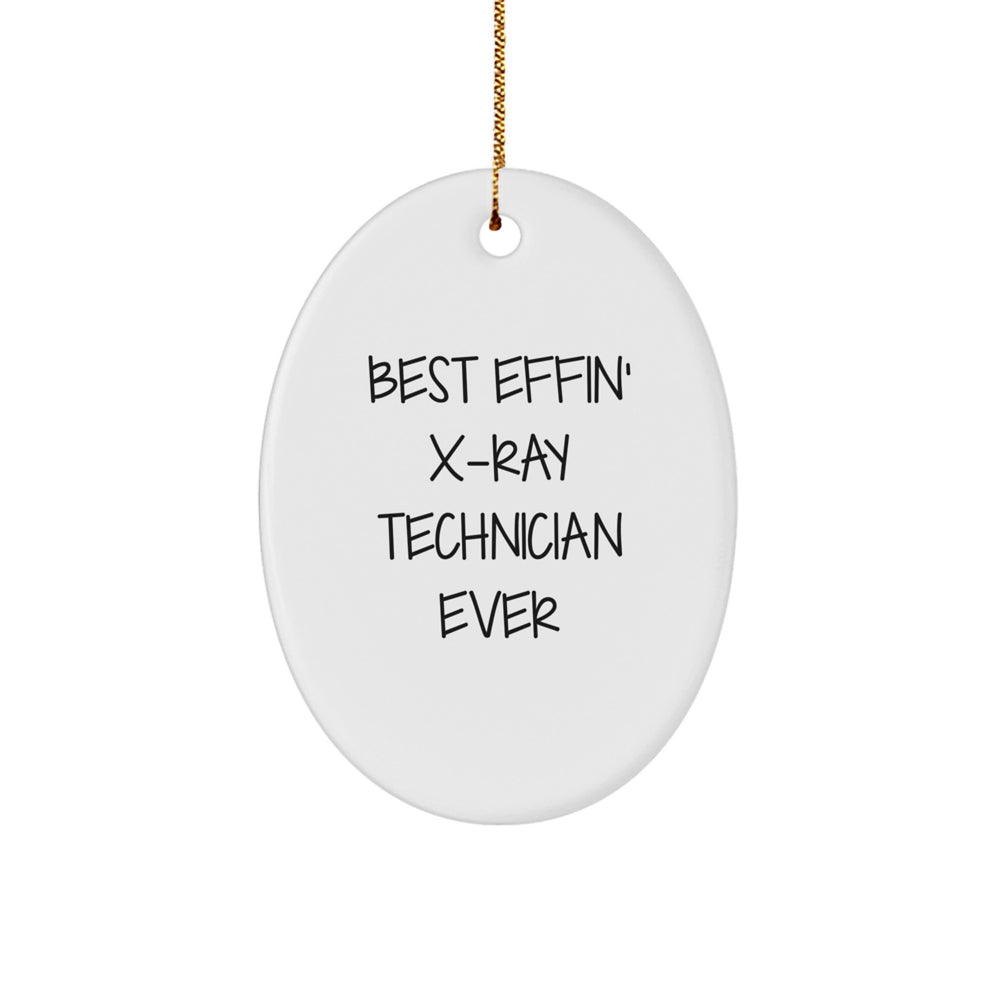 Funny X-Ray Technician Oval Ornament, Gifts from Friends to X-Ray Techs, Best Effin' X-ray Tech Ever - Image 1