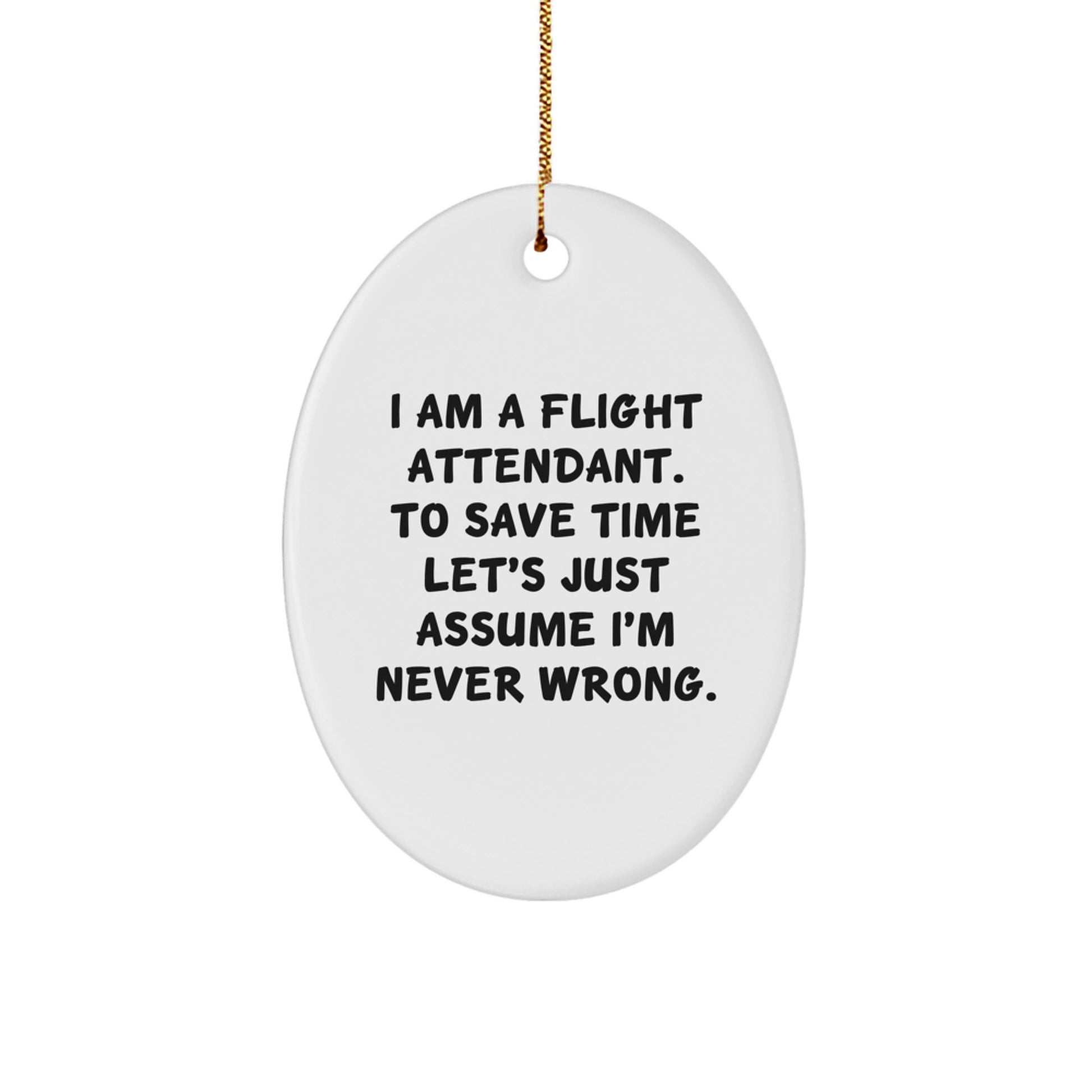 Funny Flight Attendant Gifts from Friends for a Coworker's Christmas Unique Ideas Oval Ornament - Image 1