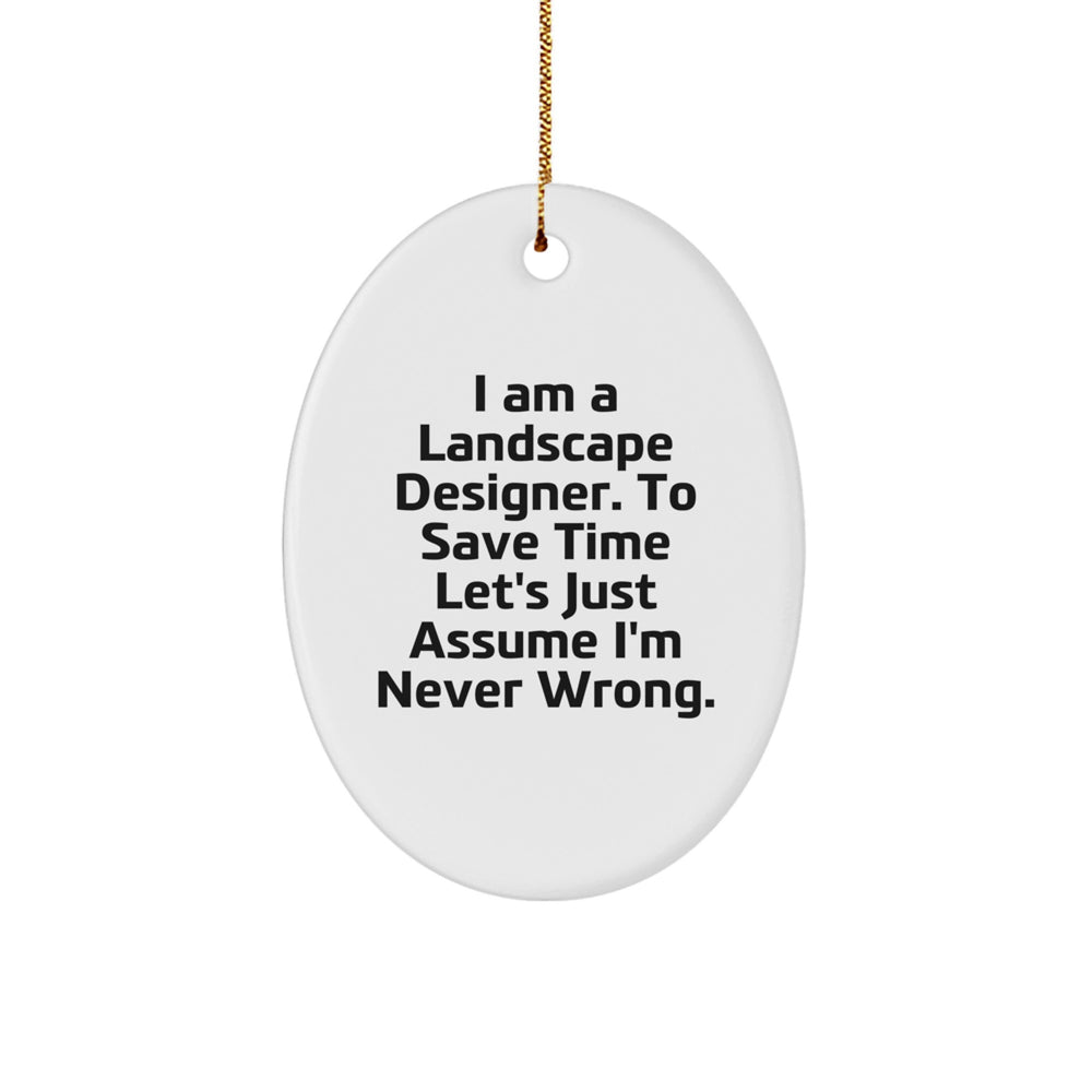 Funny Landscape Designer Oval Ornament Gifts from Friends Perfect for Men Women Coworkers Family, Unique Christmas Decorations for Offices Homes, Oval Shaped Ornament for Landscape Designer's Desks - Image 1