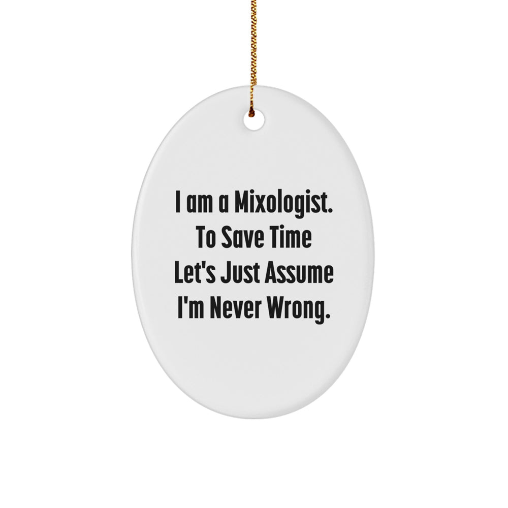 Funny Mixologist Gifts from Family, Oval Ornament for Christmas Unique Gifts, Gifts for Mixologist Men or Women Friends - Image 1