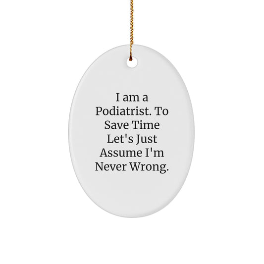 Funny Podiatrist Gifts for Men, Oval Ornament Christmas Unique Presents from Friends to Family - Image 1