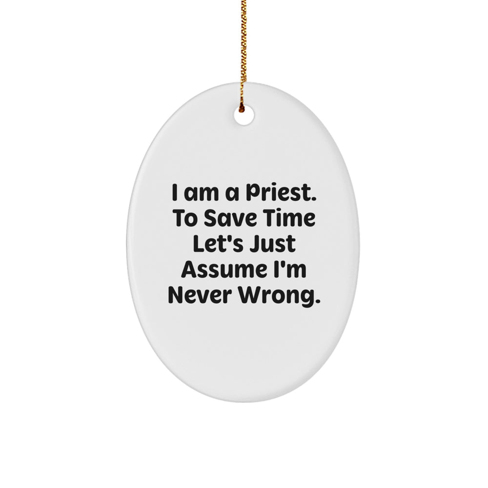 Funny Oval Priest Ornament Gifts from Family for Priest Men - Image 1