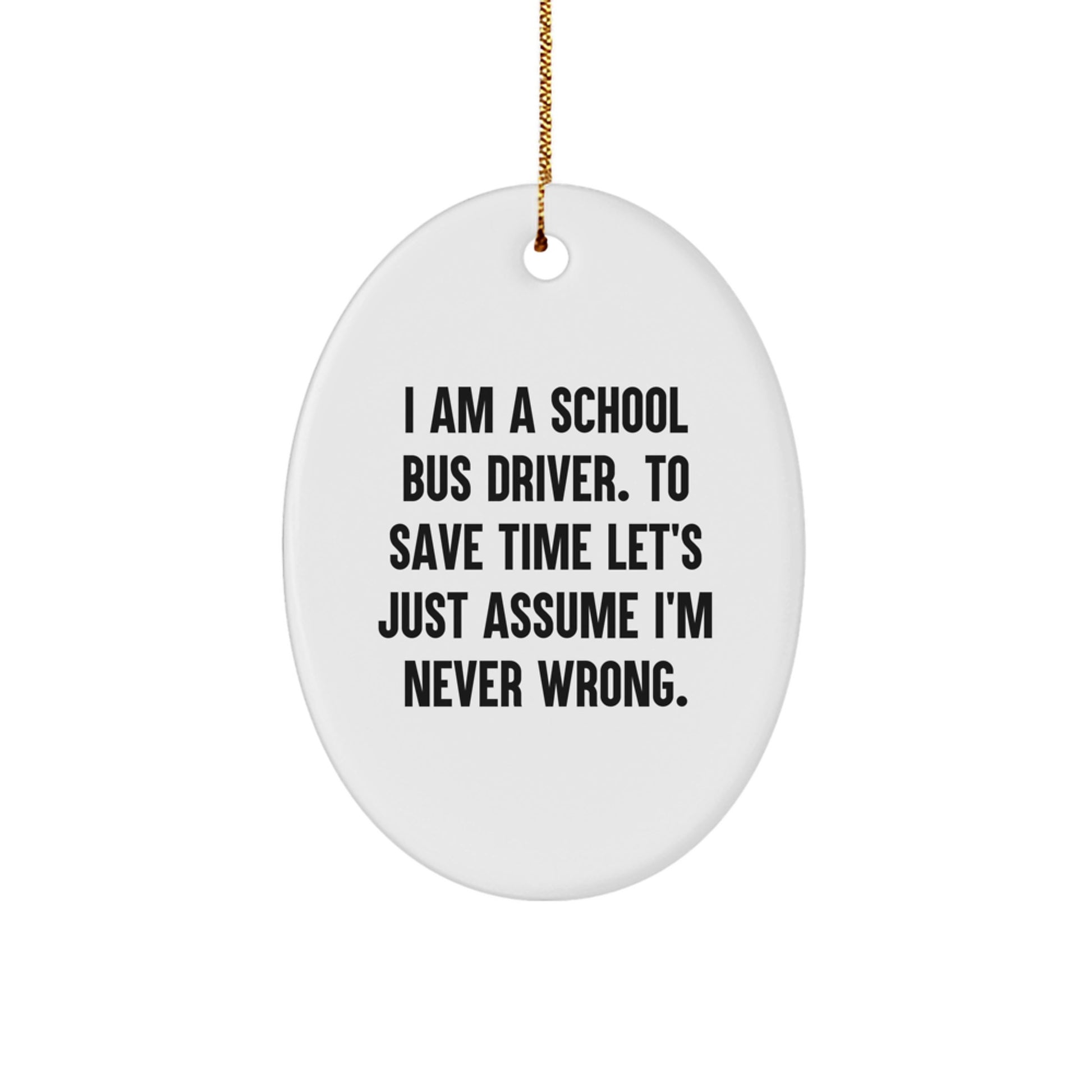 Funny School Bus Driver Gift 'I'm Never Wrong' Oval Ornament for Christmas Unique Gifts from Friends - Image 1