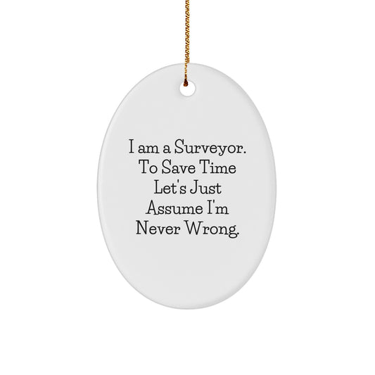 Funny Surveyor Oval Ornament Gifts from Friends for Men, Unique Christmas Unique Gifts for Surveyor, Men, Friends, Family - Image 1
