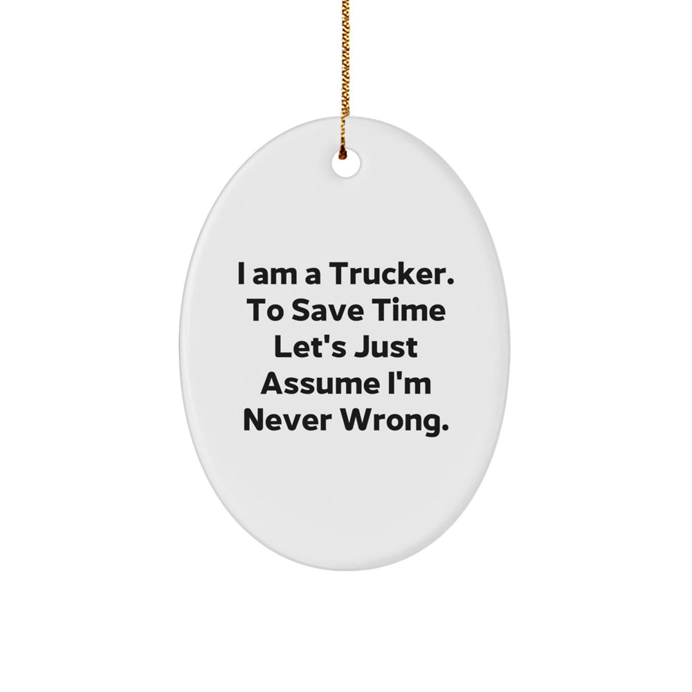 Funny Trucker Christmas Oval Ornament Gifts from Friends for Trucker Men - Image 1