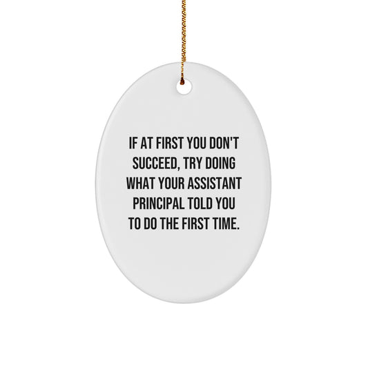 Funny Assistant Principal Gifts for Christmas - Oval Ornament with Inspirational Quote, Gifts from Friends and Family to Assistant Principal, Oval Shaped Decorations - Image 1