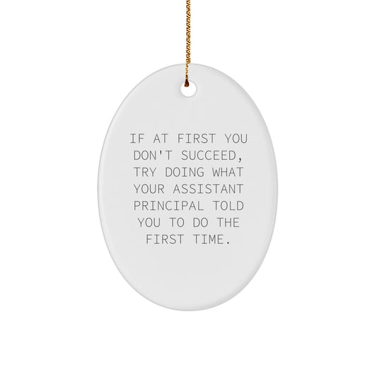 Funny Assistant Principal Gifts for Men - Oval Ornament, Gift from Friends, Christmas Unique Gifts, Inspirational Quote - Image 1