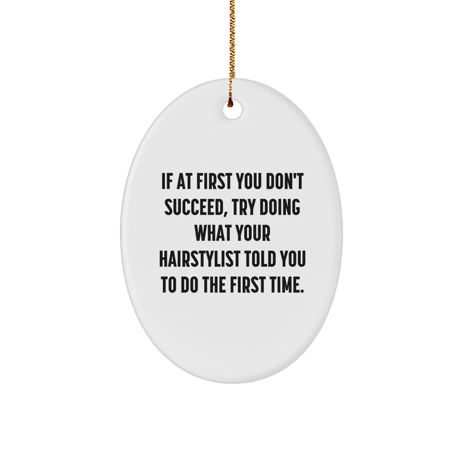 Funny Hairstylist Christmas Unique Gifts from Santa for Friends and Family Oval Ornament - Image 1