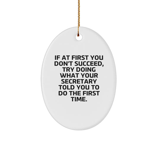 Funny Secretary Oval Ornament Gifts from Men to Coworker, Cute Oval Ornament for Christmas Unique Gifts - Image 1
