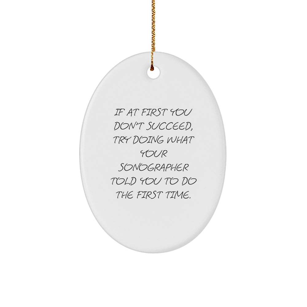 Funny Sonographer Gifts for Her - Oval Ornament with Encouragement Quote - Gifts from Family, Perfect Unique Christmas Unique Gift Idea for Sonographer Women - Image 1