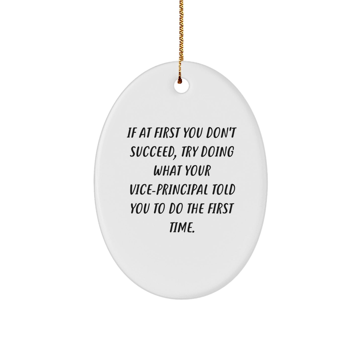 Funny Vice-principal Gifts for Men, Oval Ornament with Inspirational Quote, Gifts from Friends to Family at Christmas - Image 1