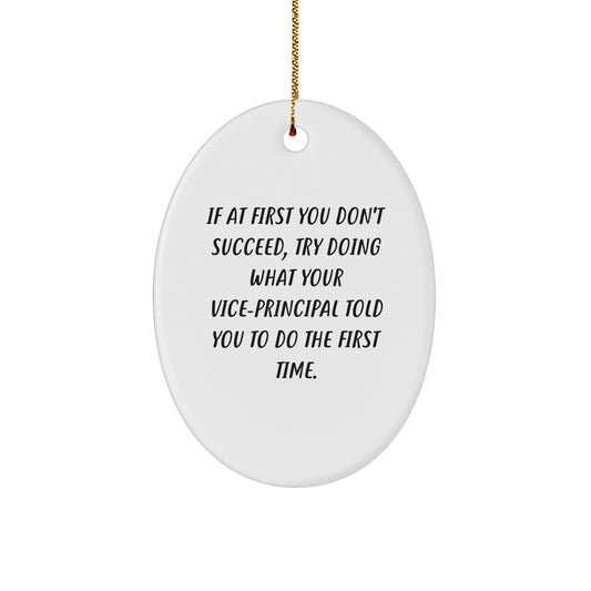 Funny Vice-principal Gifts for Men, Oval Ornament with Inspirational Quote, Gifts from Friends to Family at Christmas - Image 1