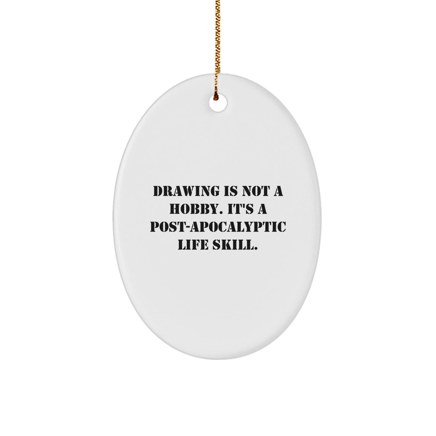Funny Drawing Gifts for Friends and Family, Oval Ornament with Sublimation Printing, Unique Christmas Decorations from Friends - Image 1