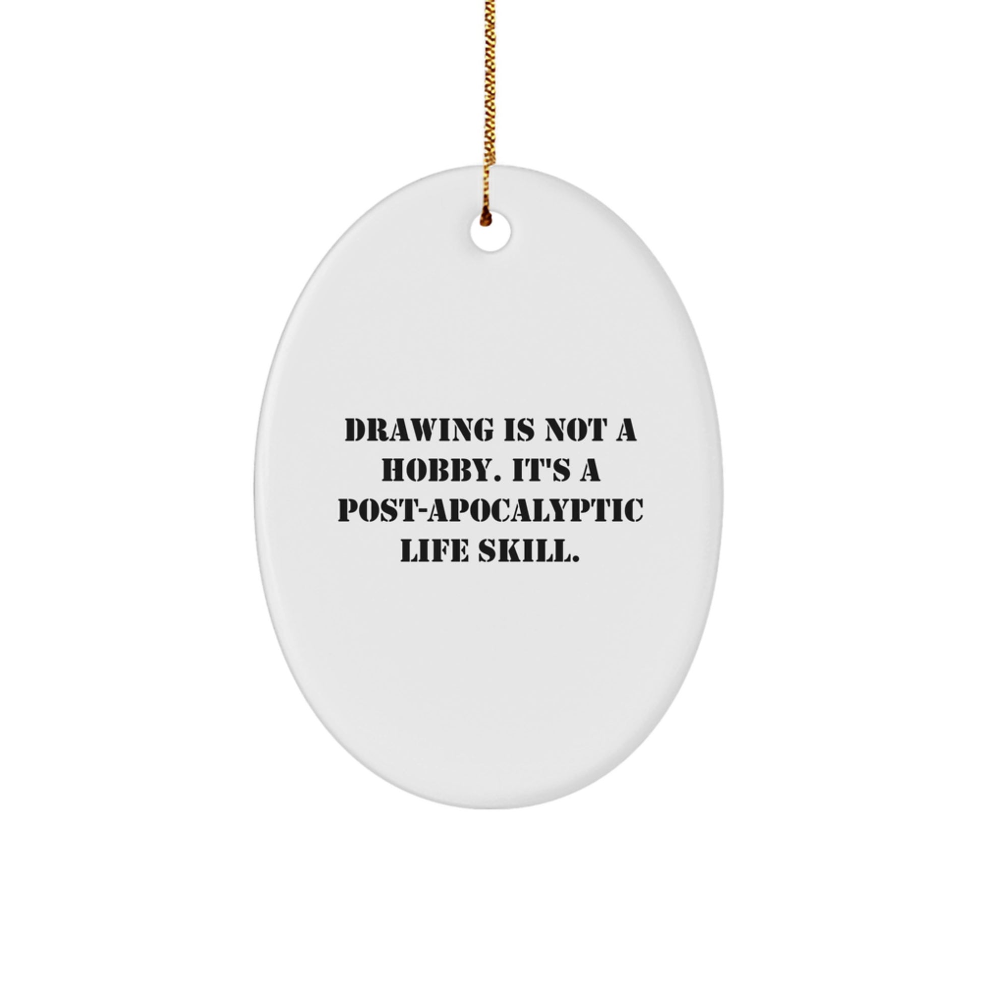 Funny Drawing Gifts for Friends and Family, Oval Ornament with Sublimation Printing, Unique Christmas Decorations from Friends - Image 1